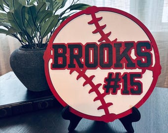 Custom Player Sign, Personalized Baseball or Softball Keepsake with Name and Number