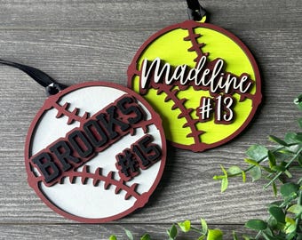 Baseball Keepsake Ornament, Personalized 3D Layered Wood Design