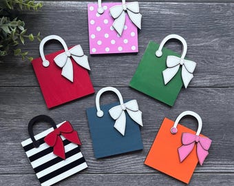 Gift Card Holder Mini Shopping Bag Ornament, 3D Wooden Design