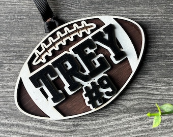 Personalized Football Ornament, 3D Layered Wood Keepsake with Custom Name
