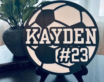 Personalized Keepsake Soccer Sign with Name and Number