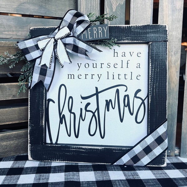 Have Yourself A Merry Little Christmas Sign 12x12, Farmhouse Decor, Rustic Sign, Farmhouse Sign, Rustic Christmas Sign, Farmhouse Christmas
