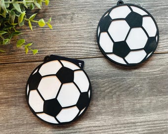 Soccer Ball Gift Card Holder Ornament, 3D Layered Wood Design