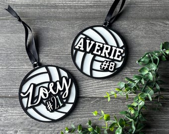 Personalized Volleyball Ornament, Custom Wood Keepsake with Name & Number