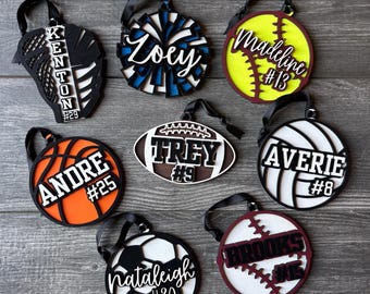 Personalized Sports Ornament | Custom Name and Number Athlete Keepsake