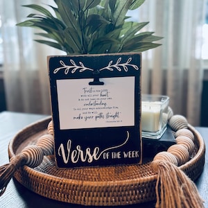 Verse of the Week Board, Scripture Card Holder, Christian Home Decor, Inspirational Words Display