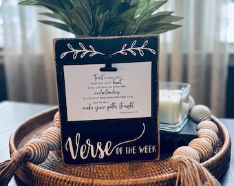 Verse of the Week Board, Scripture Card Holder, Christian Home Decor, Inspirational Words Display