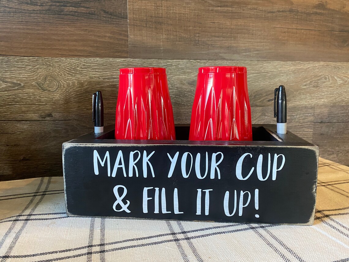 Solo Cup Holder, Double Solo Cup Holder, Mark Your Cup Wooden Party Cup