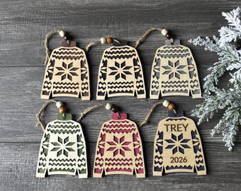 Gift Card Holder, Personalized Layered Wood Ornament with Name and Year