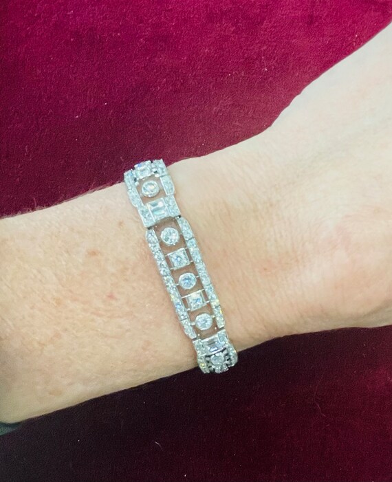 Art Deco Diamond Platinum Bracelet - image 4