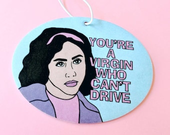 Clueless Tai Car Decor Air Freshener: Virgin Who Can't Drive Strawberry, 90s Funny, As If