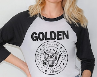 Golden Girls Ramones Parody Funny Punk Rock Music Band Retro 3/4 sleeve raglan shirt