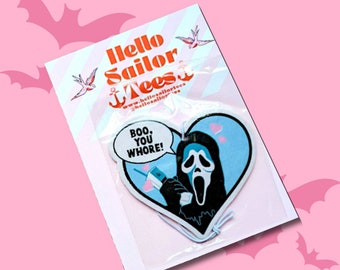 Boo You Whore Ghostface Horror Mean Girls Parody Air Freshener cute 90's movie kawaii