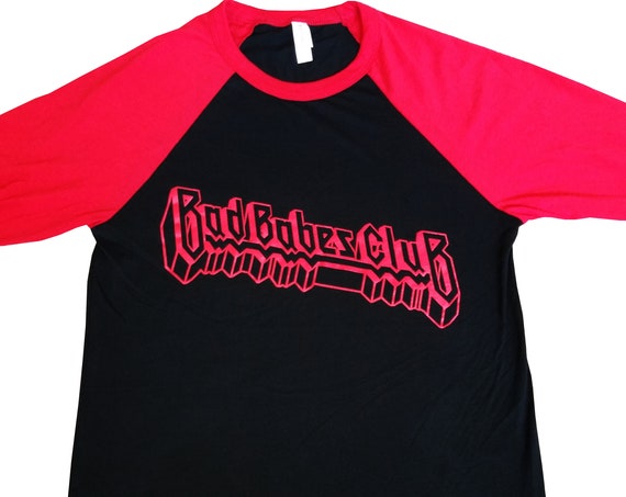 Bad Babes Club 80's 90's Metal Parody Baseball Raglan Unisex Tshirt