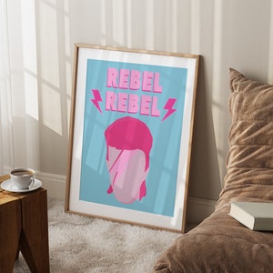 Rebel Rebel Ziggy Bowie 2 Prints Set Musik Band Poster Pop Art Blitz Druck 70er Jahre Rock Dekor minimalistisch Digital Printable