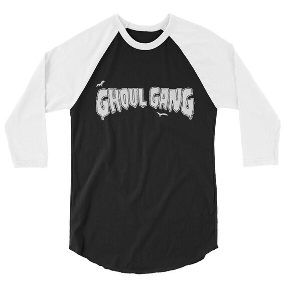 Ghoul Gang Spooky Halloween Feminist Bats Witchy Girl Baseball Goth 3/4 sleeve raglan shirt