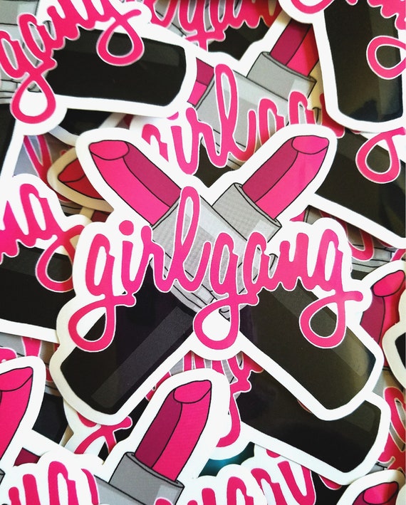 Girl Gang Pink Lipstick Sticker Slaps