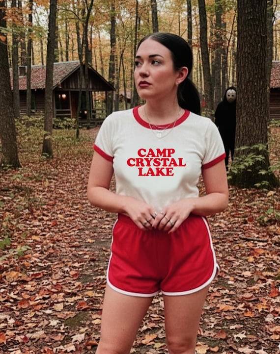 Camp Crystal Lake Retro Jason, Slasher 80s, Final Girl, Tiktok Trend Men's Staple Ringer Tee Shirt