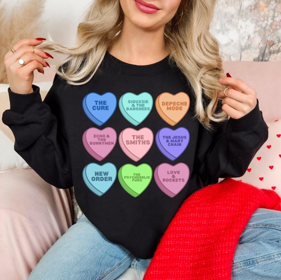 New Wave Dark Conversation Goth 80s Hearts Valentine's Day Music Love Unisex Sweatshirt
