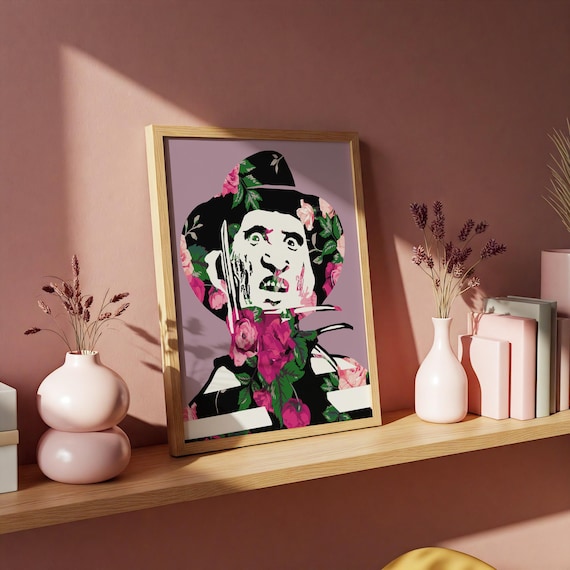 Floral Freddy Krueger Horror Nightmare on Elm Street Art Print 8x10" Cardstock Physical Item