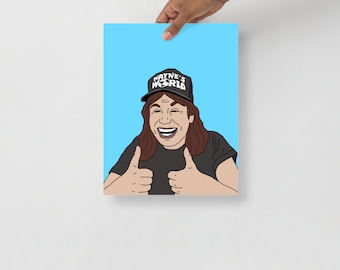 Wayne's World Excellent Thumbs Up Hand Drawn Poster