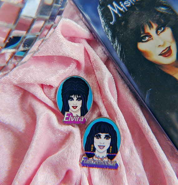 This Elvira Frankenhooker is a Horror B Movie Babe Babes 80s 90s Goth Mistress Dark Zombie Halloween Hard Enamel Pins