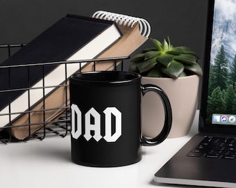 Rad Dad, parodia AC Metal, czarny błyszczący kubek, prezent na Dzień Ojca
