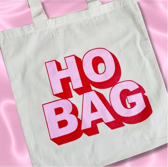Ho Bag Retro 3D Funny Canvas Eco Tote, Bachelorette Party Gift, Grocery Bag