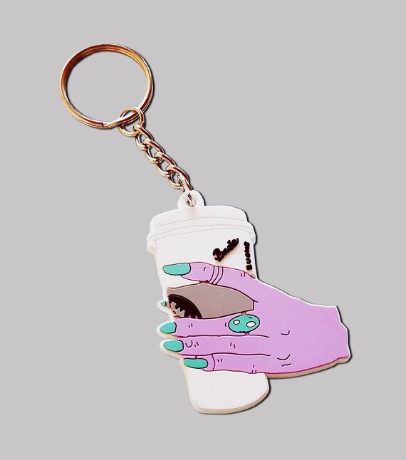 Basic Witch Coffee Hand Plastic Keychain