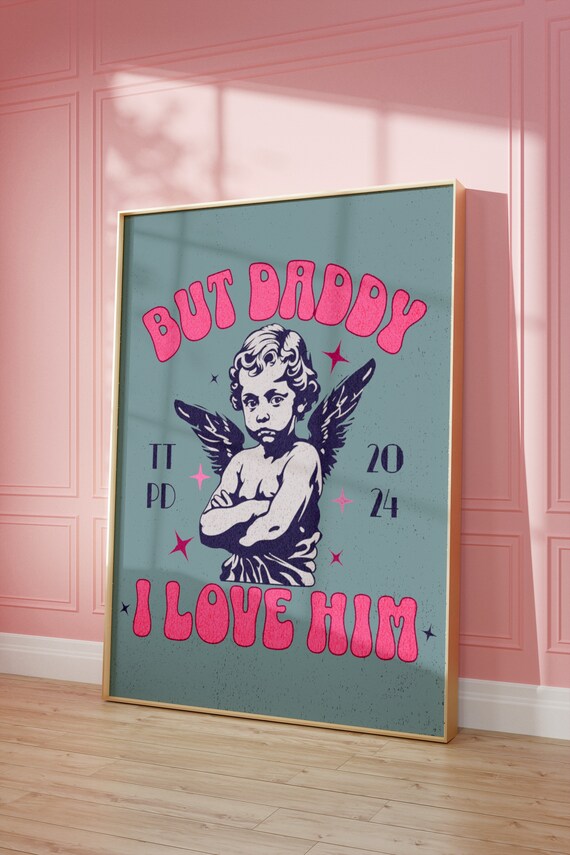 Daddy I Love Him Cupid Print: Retro Cherub Wall Art (Digital Download)