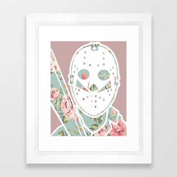 Floral Jason Voorhees Friday the 13th Horror Print 8x10"