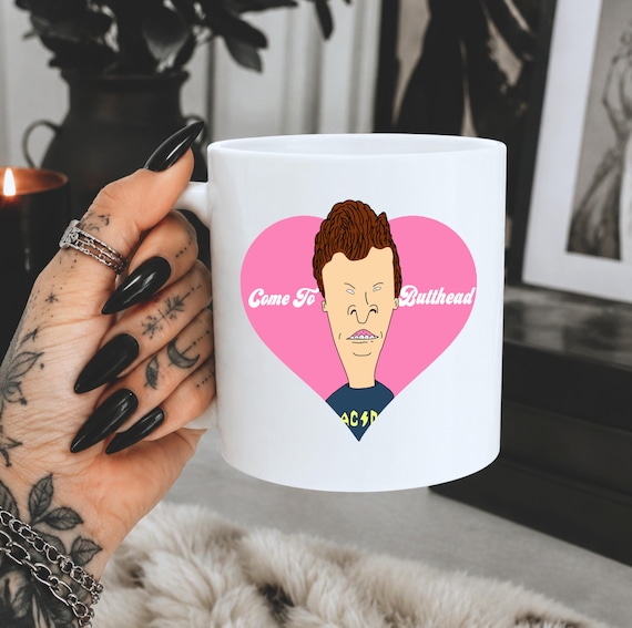 Come To Butthead Coffee Cup, Beavis, Funny MTV 90s Teen White glossy mug