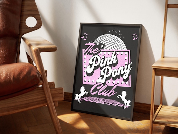 Pink Pony Club Disco Chappell Dancing Music Band Poster Retro Print Boho 70s Aesthetic Decor Minimalist Digital Printable