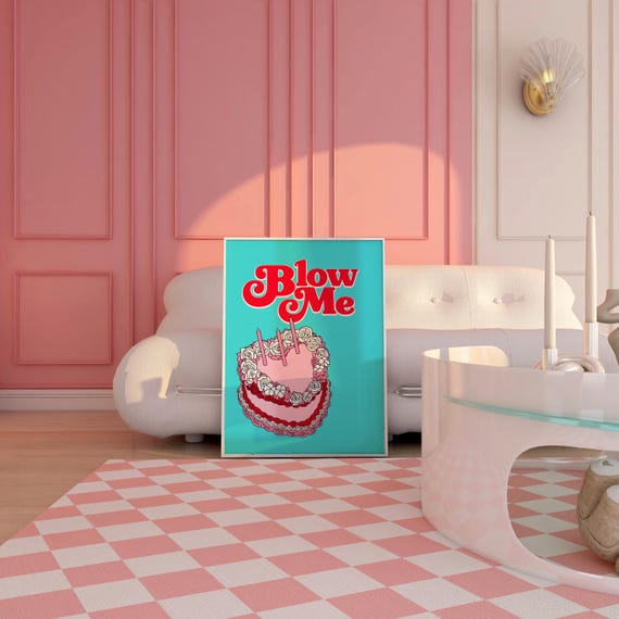 Instant Download Digital Blow Me Retro Pastel Cute Funny Cake Candles  8x10" Print