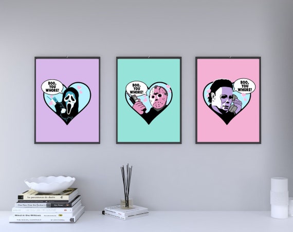 Digital Downloadable Michael Jason and Ghostface Boo Whore Horror Art Prints