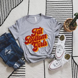 Queen Fat Bottom Girls Music Lyrics Short-Sleeve 70s Font Disco Unisex T-Shirt