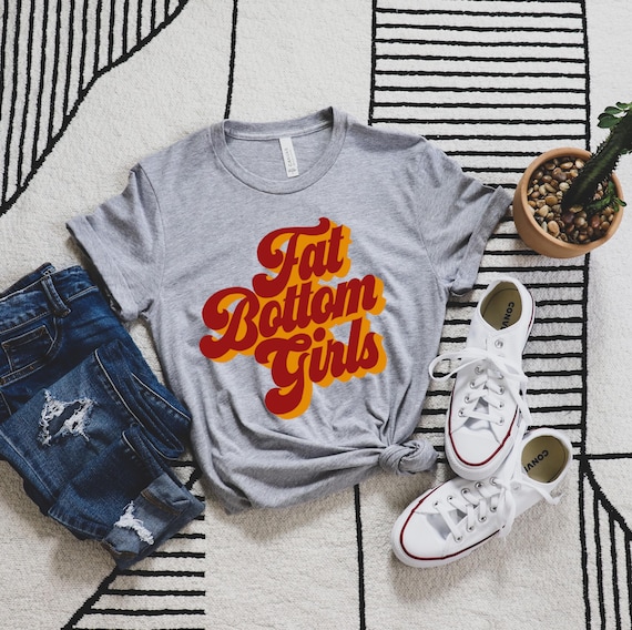 Queen Fat Bottom Girls Music Lyrics Short-Sleeve 70s Font Disco Unisex T-Shirt