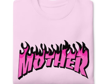 Bluza z kapturem unisex premium "Matka Mama Skate Parodia", Y2K Lata 90., Płomienie, Dzień Matki