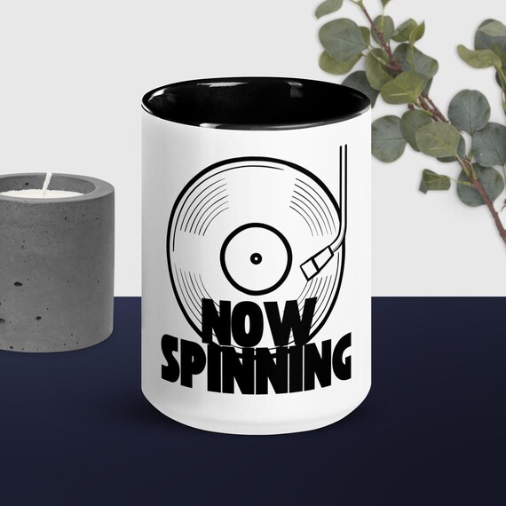 Now Spinning Record Vinyl Player Retro Vintage Music Mug with Color Inside
