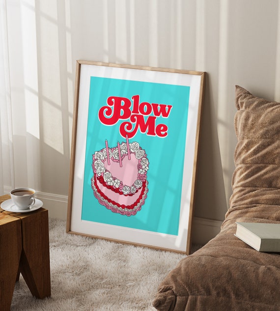 Instant Download Digital Blow Me Retro Pastel Cute Funny Cake Candles  8x10" Print