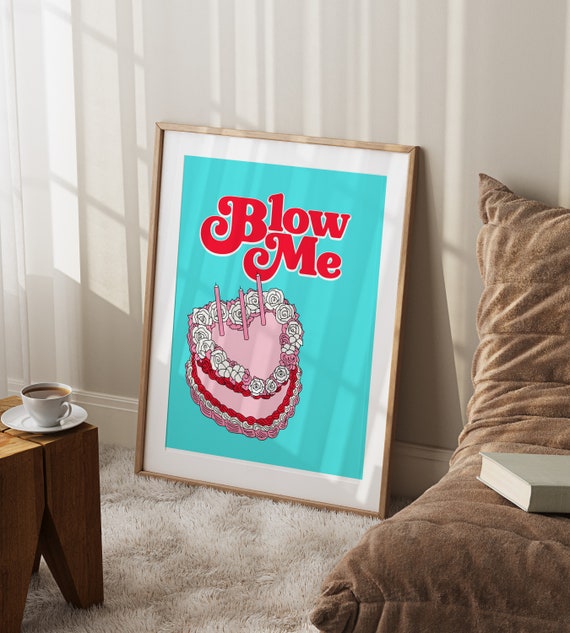 Instant Download Digital Blow Me Vintage Funny Cake Candles  8x10" Print