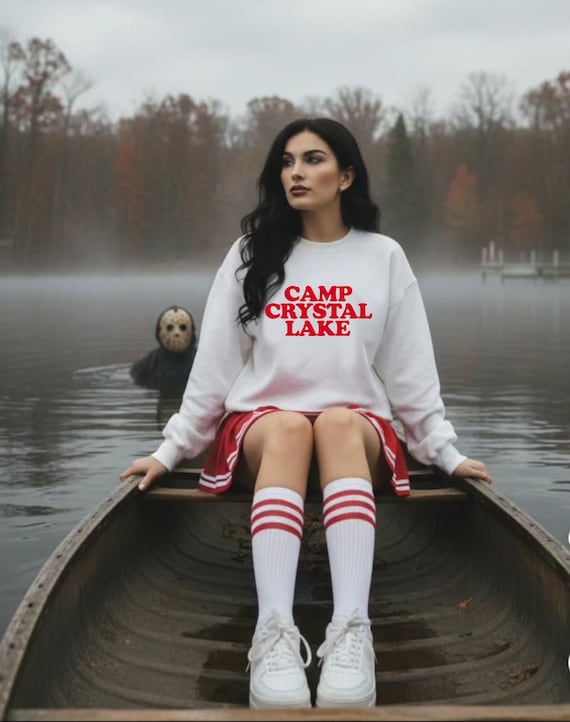 Camp Crystal Lake Jason, Retro 80s Summer Camp, Slasher Final Girl Trend Unisex Sweatshirt