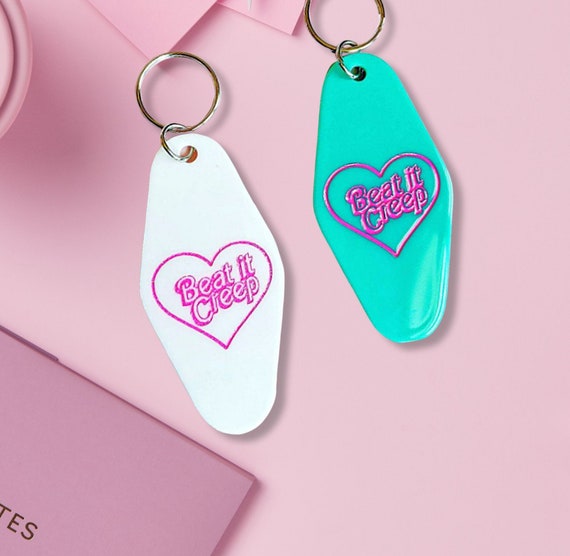 Beat It Creep Retro Motel Hotel Room 70s 80s CryBaby Funny Keychain
