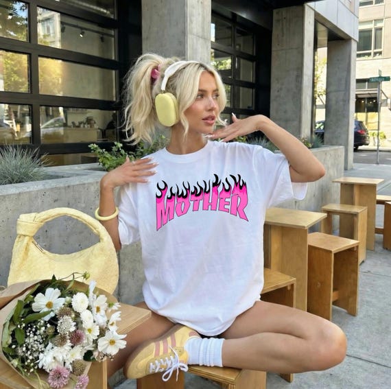 Mother's Day Skateboard, Mom Y2K Parody, Flames, 90s Unisex t-shirt