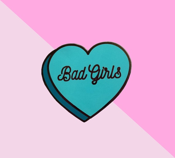 Bad Girls Feminist Valentine's Day Pastel 90s 80s 70s Retro Hard Enamel Conversation Hearts Galentine's Gift Pin