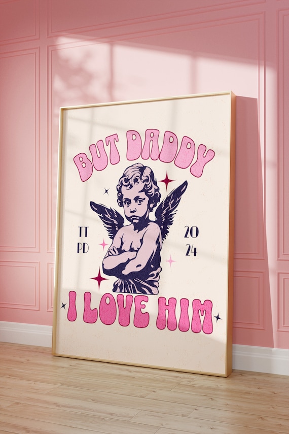 Downloadable! Daddy I Love Him Ariel Tay Poet Lyrics Retro Cupid Cherub Distressed Album, Instant Digital Art Download 3 Prints
