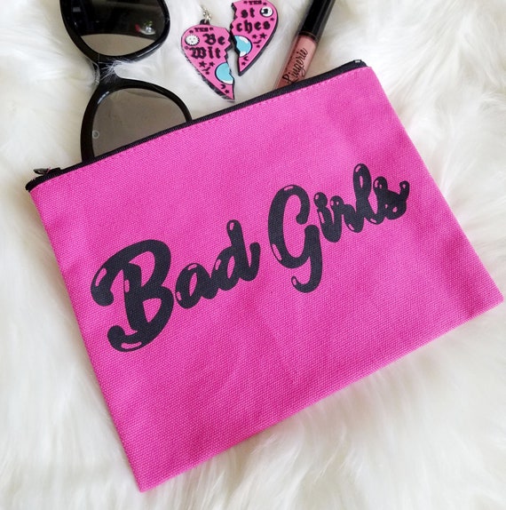 Bad Girls Feminist Canvas Make Up Travel Funny Bachelorette Bridal Gift Pin up Cosmetic Studio Bag