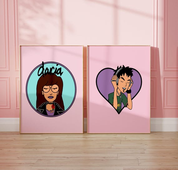Daria & Trent Art Prints Hand drawn Art Print 8x10" Cardstock Physical Item 2 Prints 90s Beavis Funny Cute Sick Sad