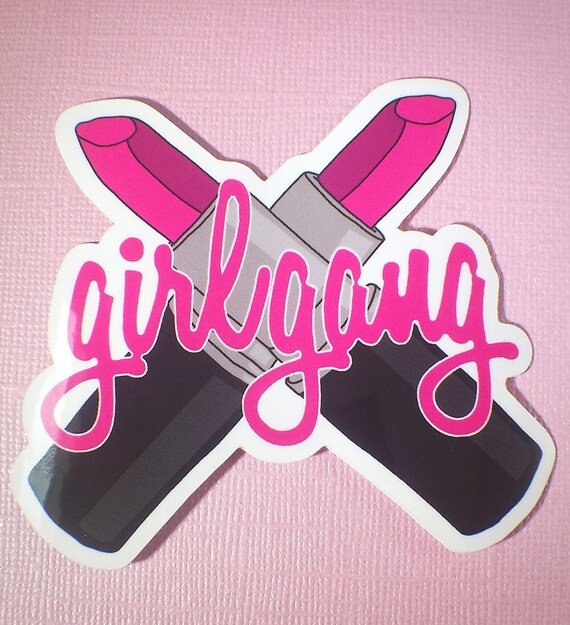 Girl Gang Pink Lipstick Sticker Slaps