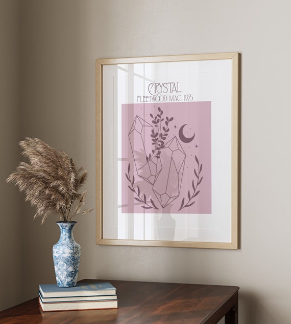 Fleetwood Crystal Stevie Witchy Music Band Poster Retro Moon Print Boho 70s Aesthetic Decor Minimalist Digital Printable